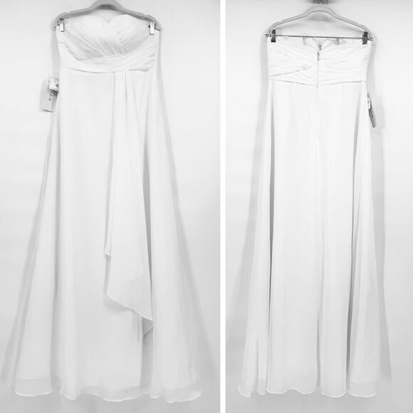 NWT AZAZIE Verde Sweetheart Strapless Flowy Layered Chiffon Bridal/Wedding Dress - Picture 2 of 14